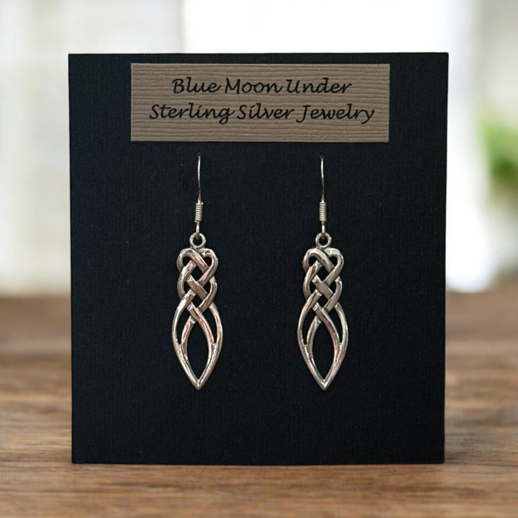 Nwt 925 Sterling Silver Celtic Dangle Drop Earrings! Hypoallergenic! New!